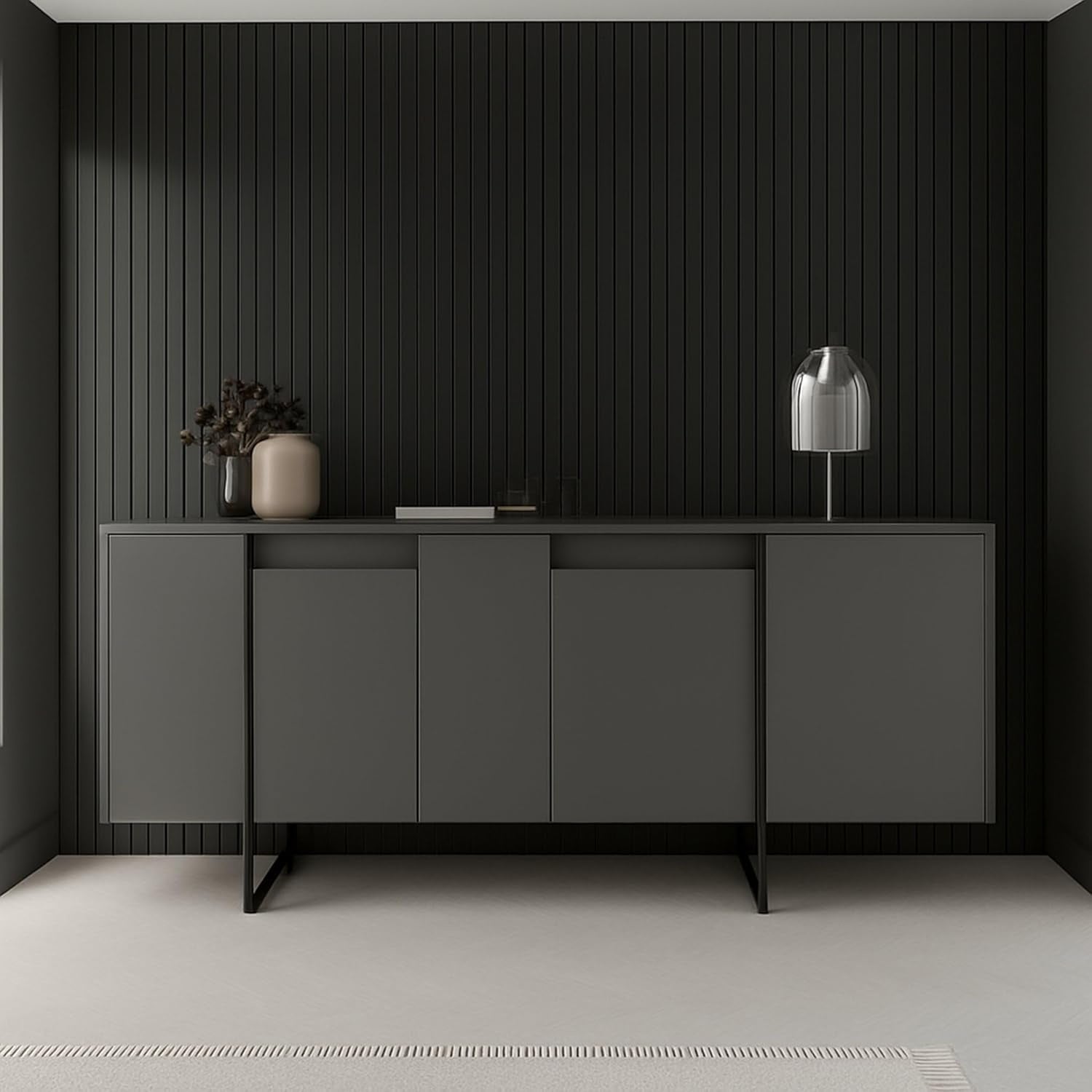 Credenza Buffet con Ampio Spazio Contenitore Antracite e Nero