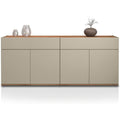 Credenza con 2 Cassetti e 4 Ante in Legno Tortora Opaco e Rovere