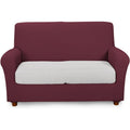 Fodera Melange Elasticizzata in Cotone per Divano Tre Posti Colore Bordeaux dal Design Moderno