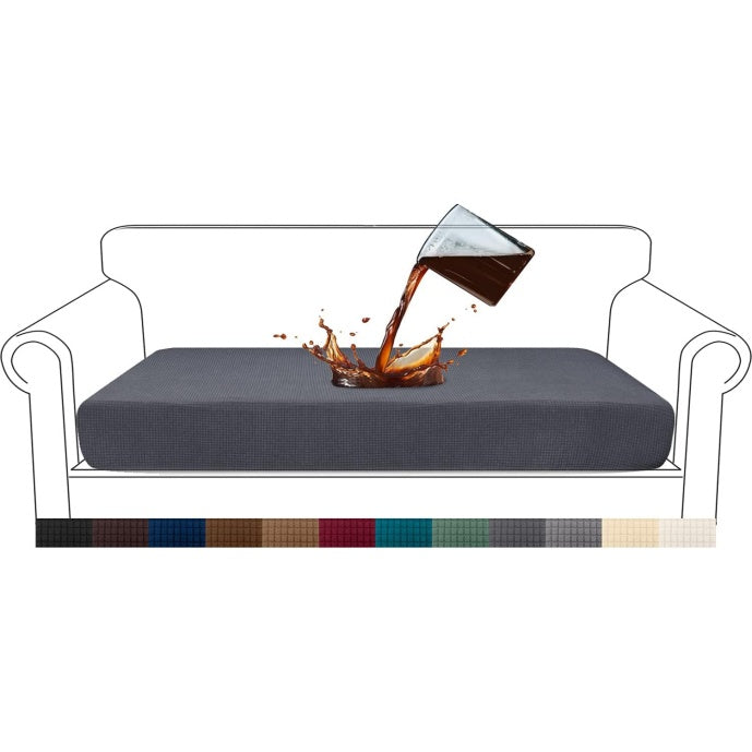 Fodera Waterproof in Jacquard per Cuscini di Divano Tre Posti con Tessuto Elasticizzato Colore Grigio