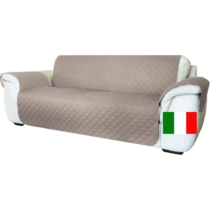 Salvadivano Reversibile Waterproof per Tre Posti con Braccioli Fondo Antiscivolo e Trattamento Antimacchia Tortora