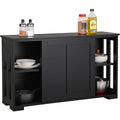 Credenza con Ante Scorrevoli Ripiano Regolabile Mobile TV Nero