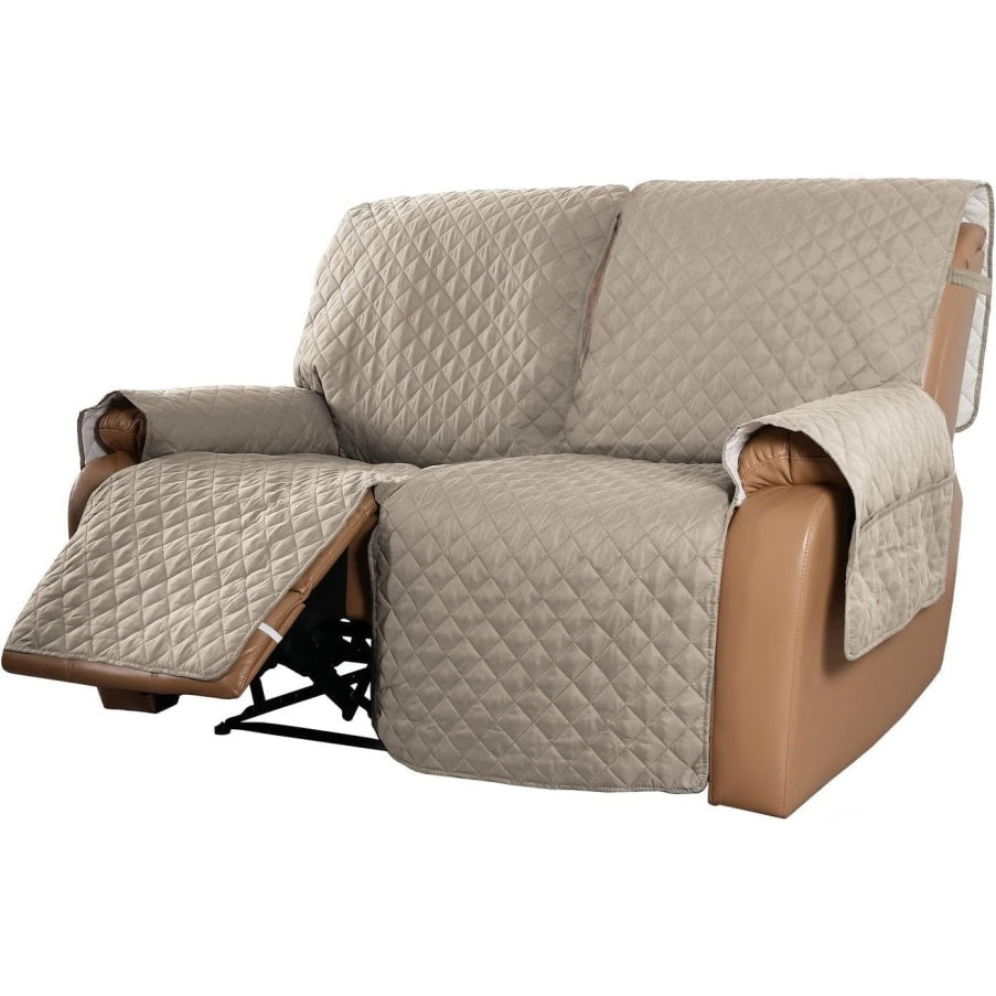 Protezione Trapuntata Reversibile per Poltrone Relax e Divani Reclinabili con Tasche Laterali Impermeabile Due Posti